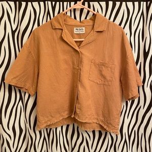 Back Beat Rags Oversized Mustard Crop Top